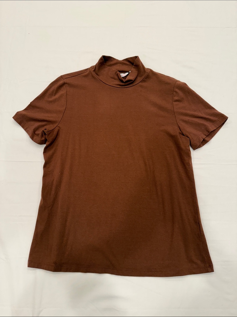 Isaac Mizrahi Brown Short-Sleeve Mock Neck Tee